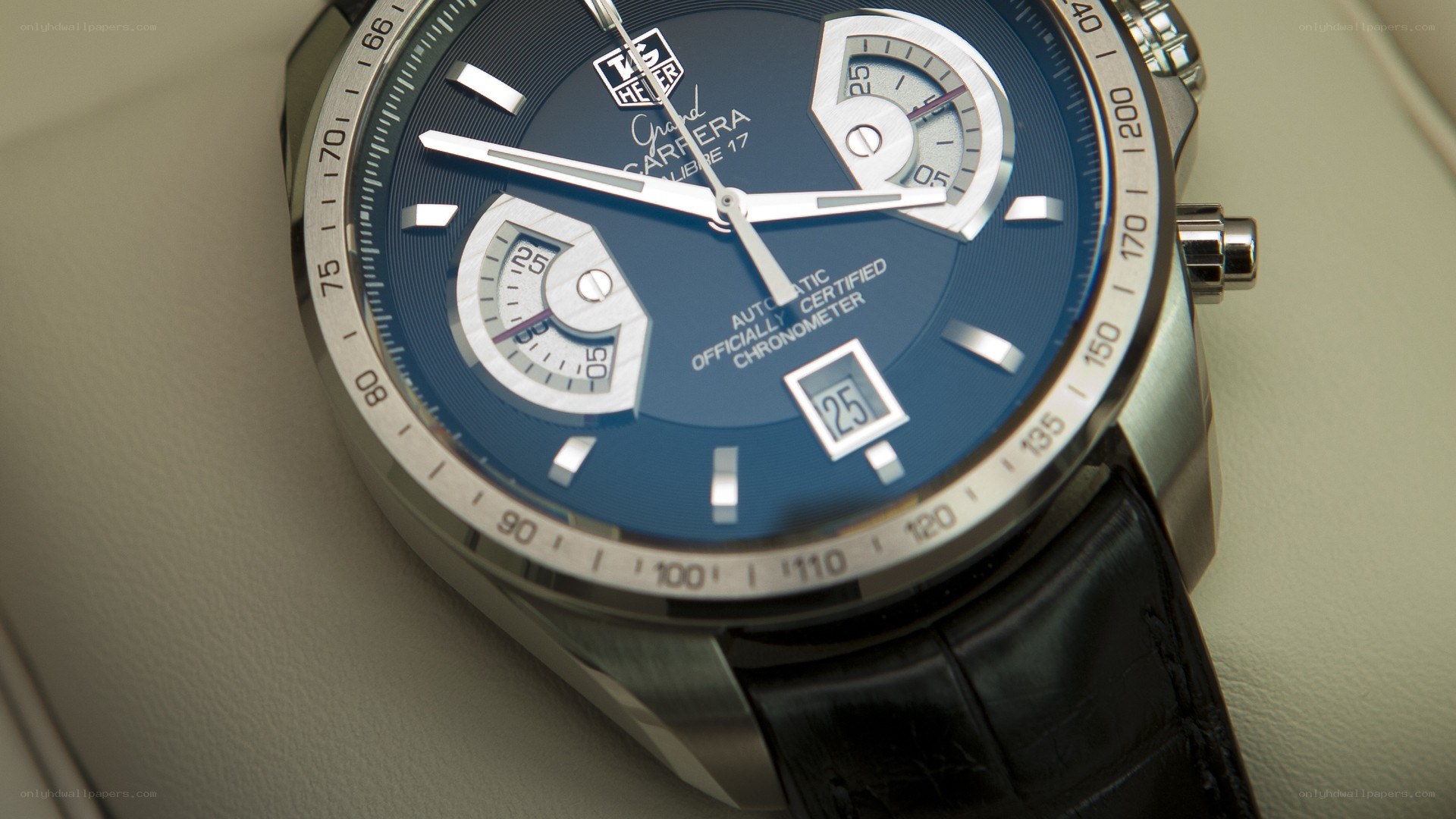 blue chronograph watch