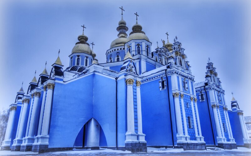 Blue Church with Domes