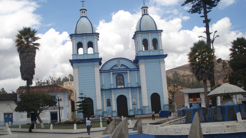 Blue church with twin towers