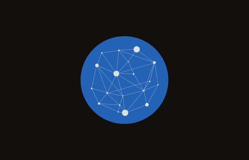 blue circle with network diagram