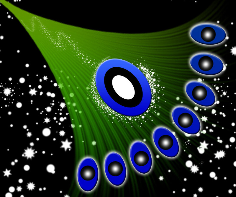 Blue Circles on Green Beam