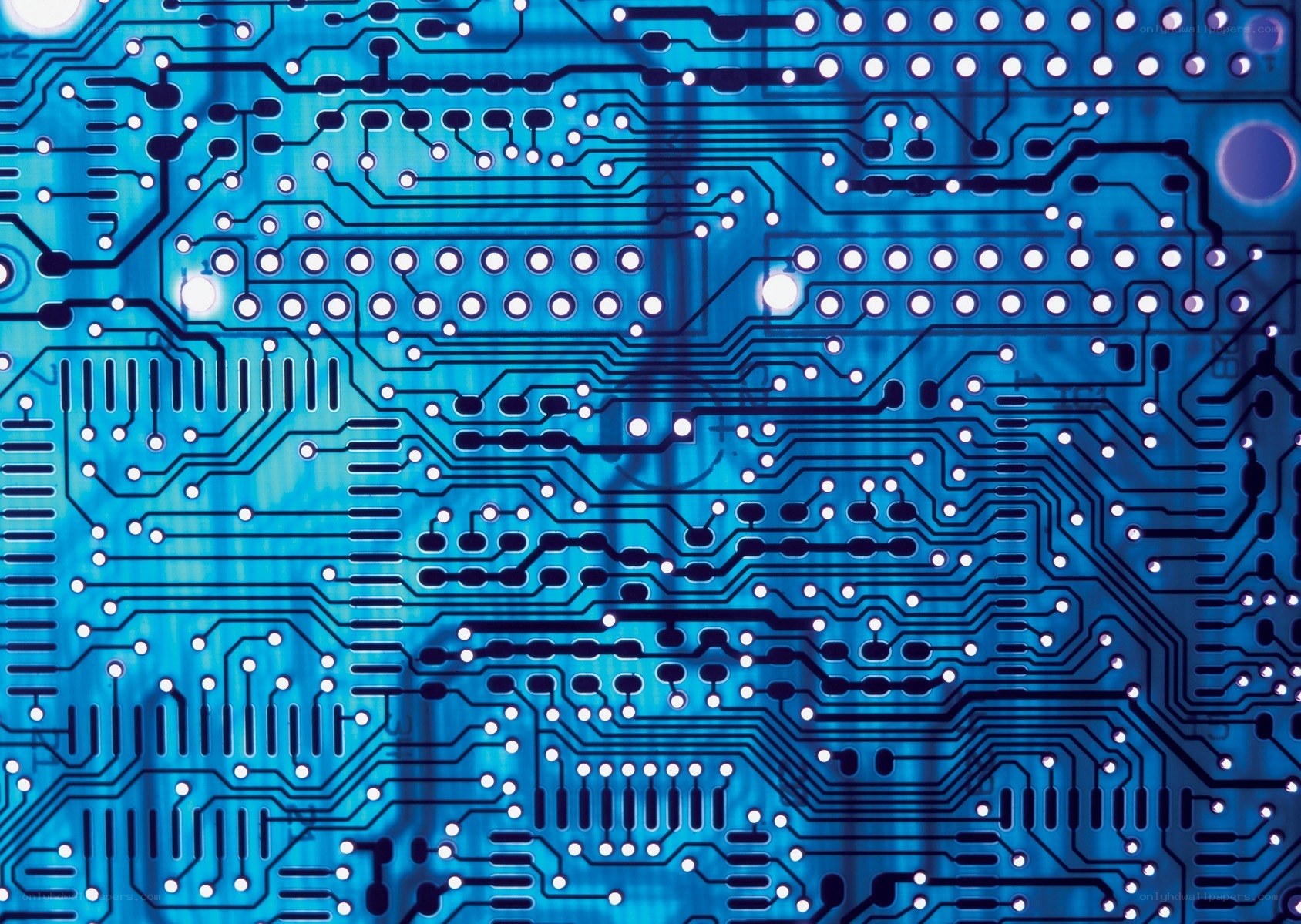 blue circuit board close-up