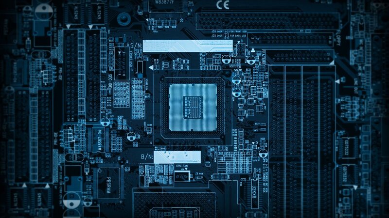blue circuit board close-up