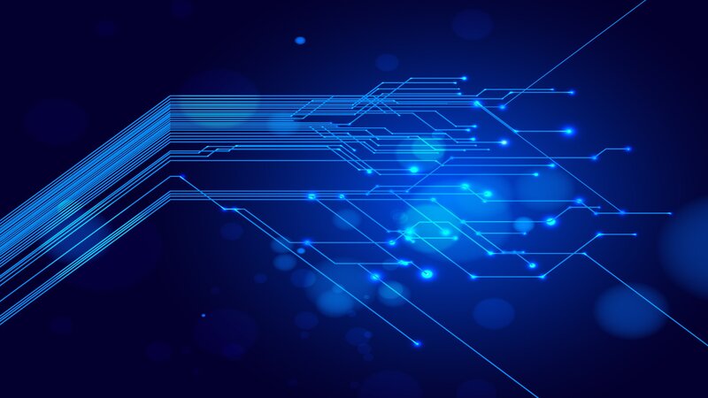 Blue Circuit Board Lines — Technological, Digital Art