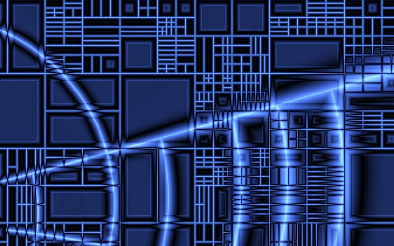 Blue Circuit Board Pattern — Technological, Digital Art, Grid