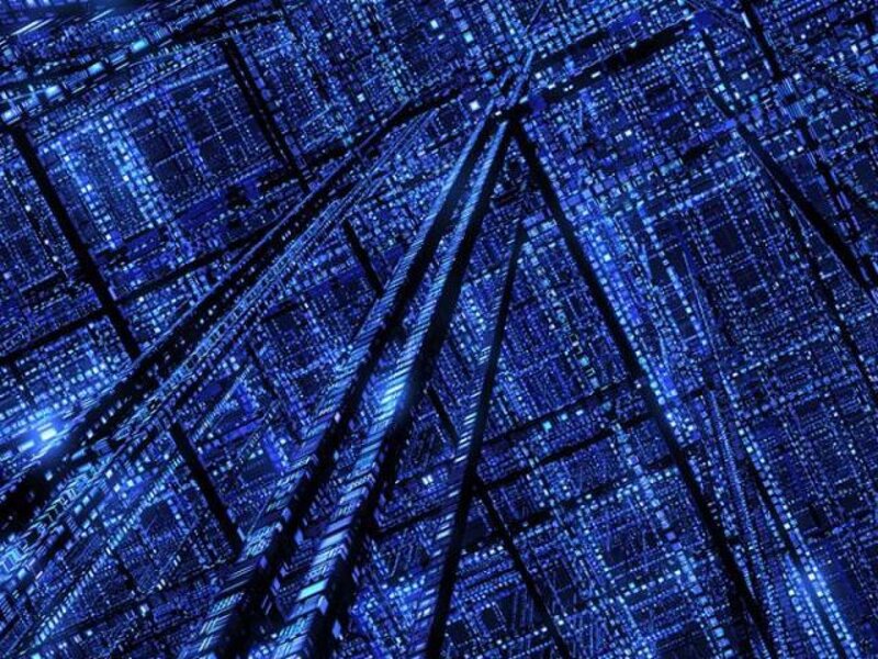 Blue Circuit Board Pattern — Technological, Digital Art