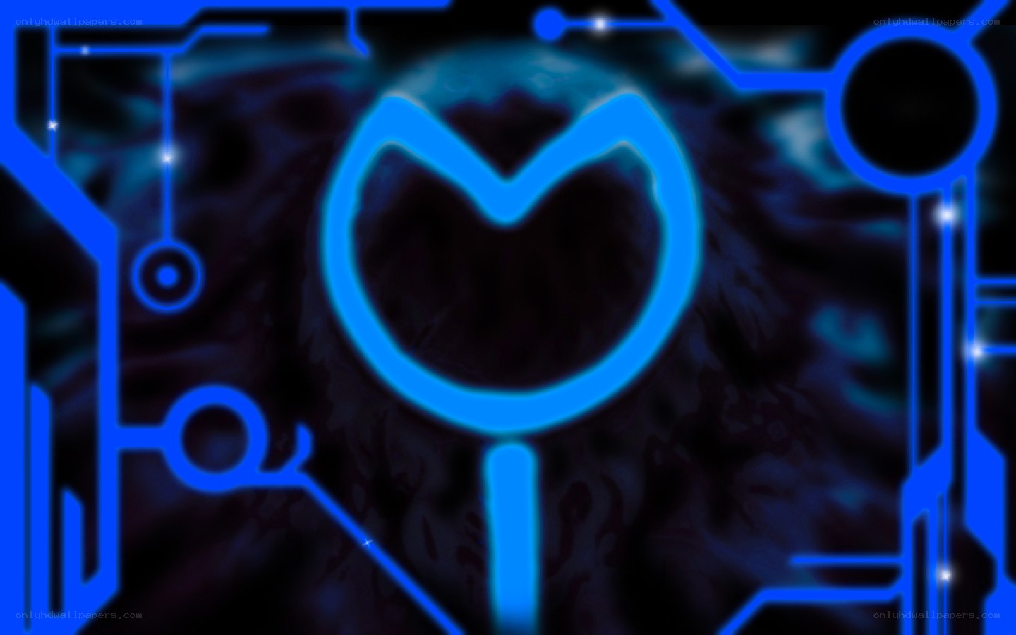 blue circuit design with symbol