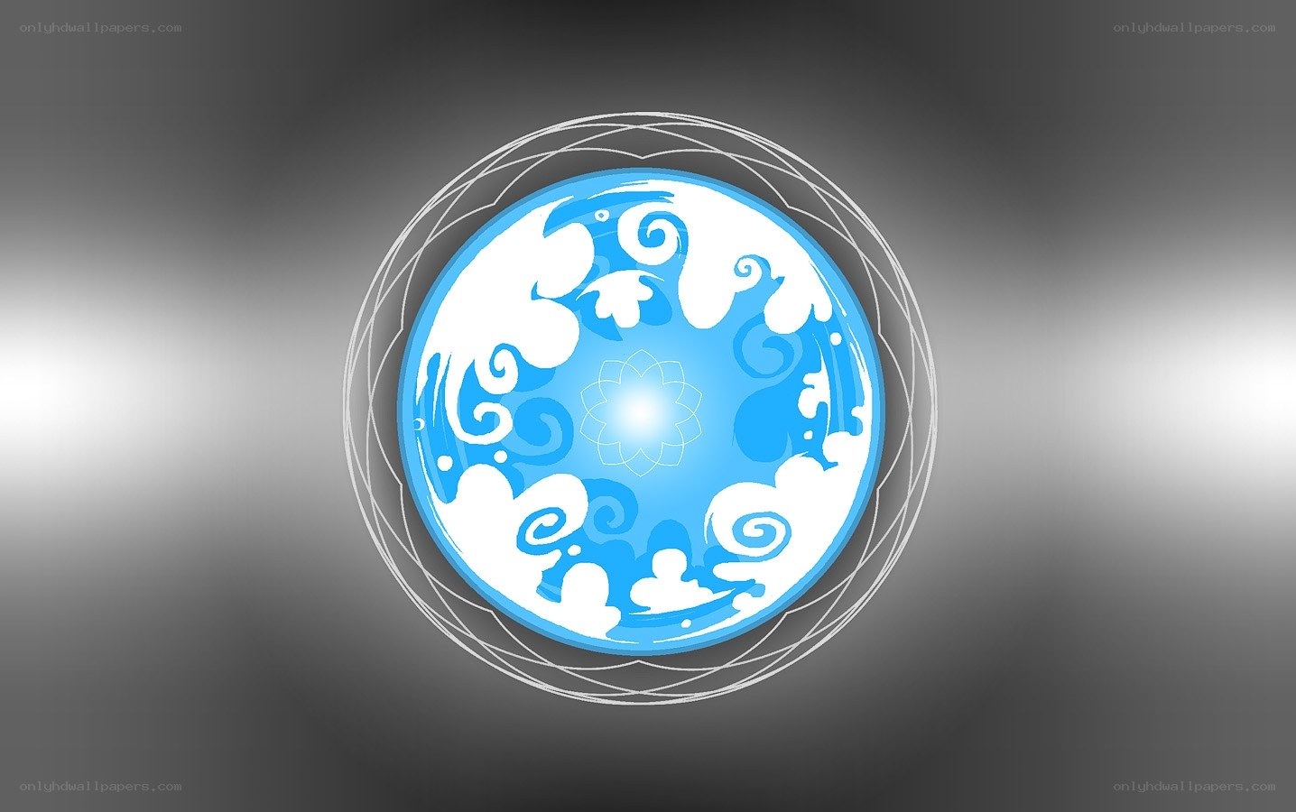 blue circular design with swirls