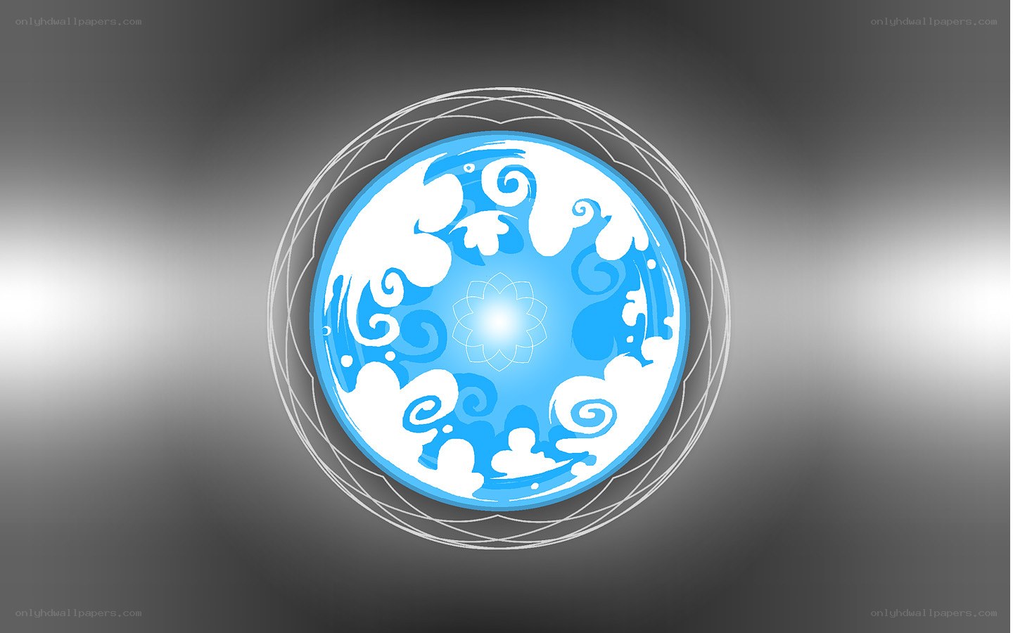blue circular design with swirls