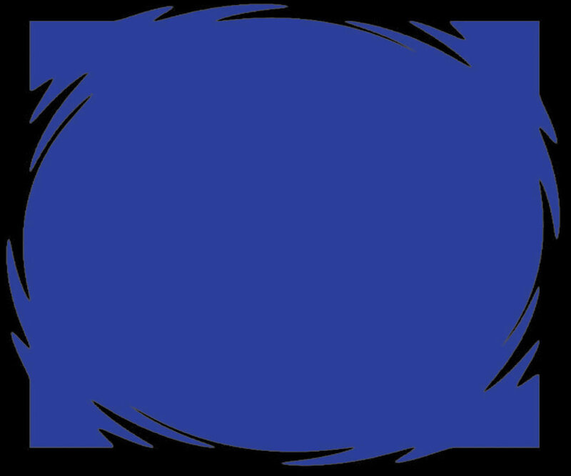 blue circular frame with black outline
