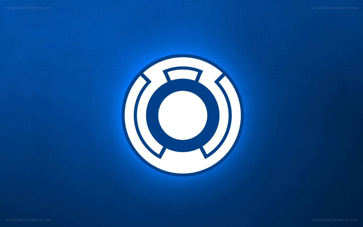 blue circular logo on blue background