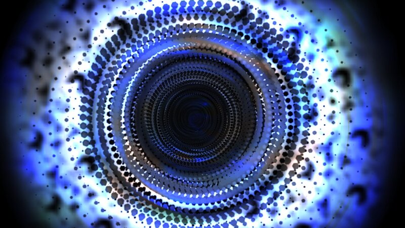 blue circular particle tunnel