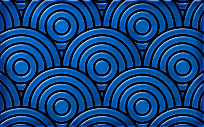 Blue Circular Pattern — Calm, Abstract, Circles, Waves, Black