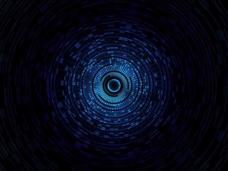 Blue Circular Tunnel — Futuristic, Digital Art