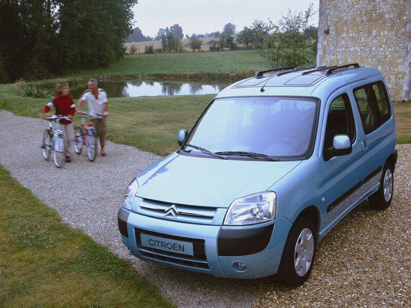 Blue Citroën car on gravel path