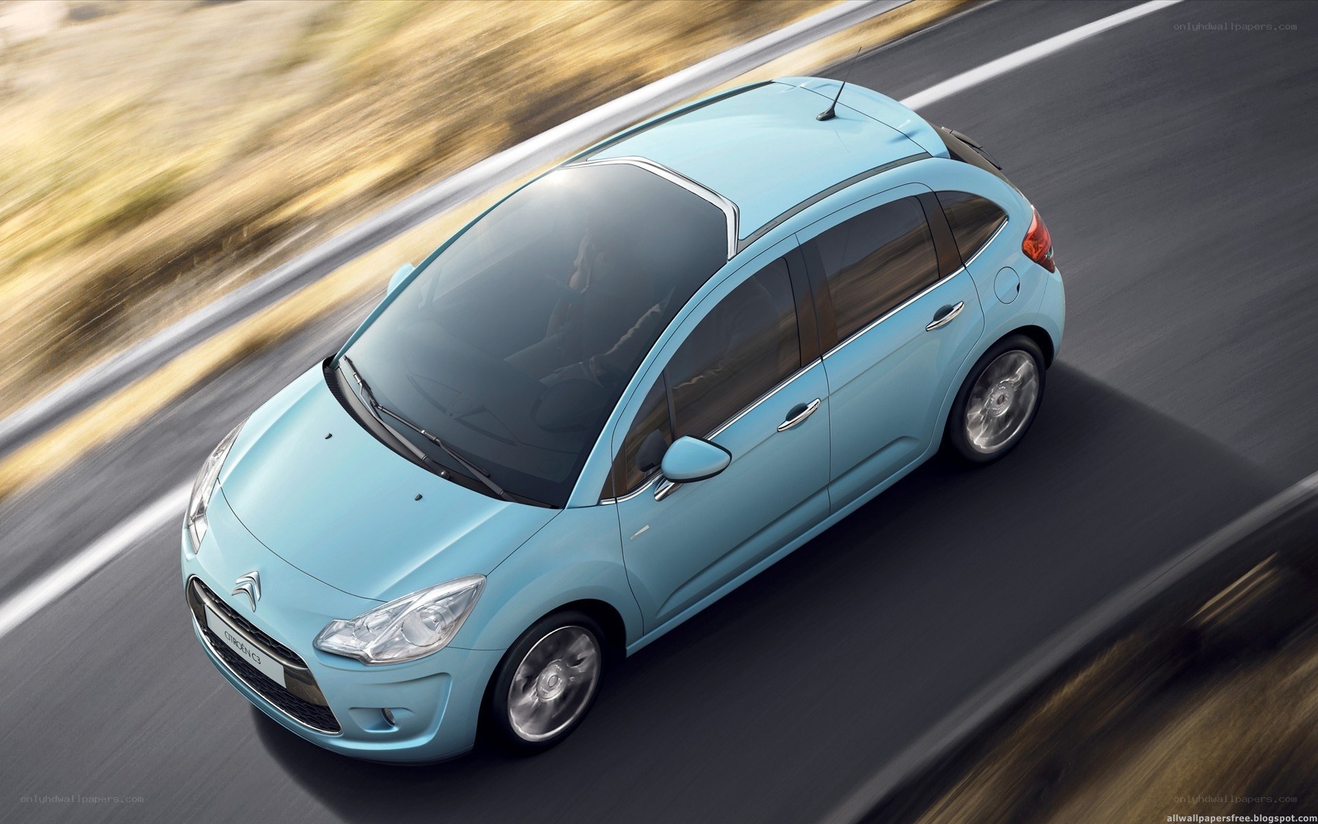 blue citroen c3 in motion