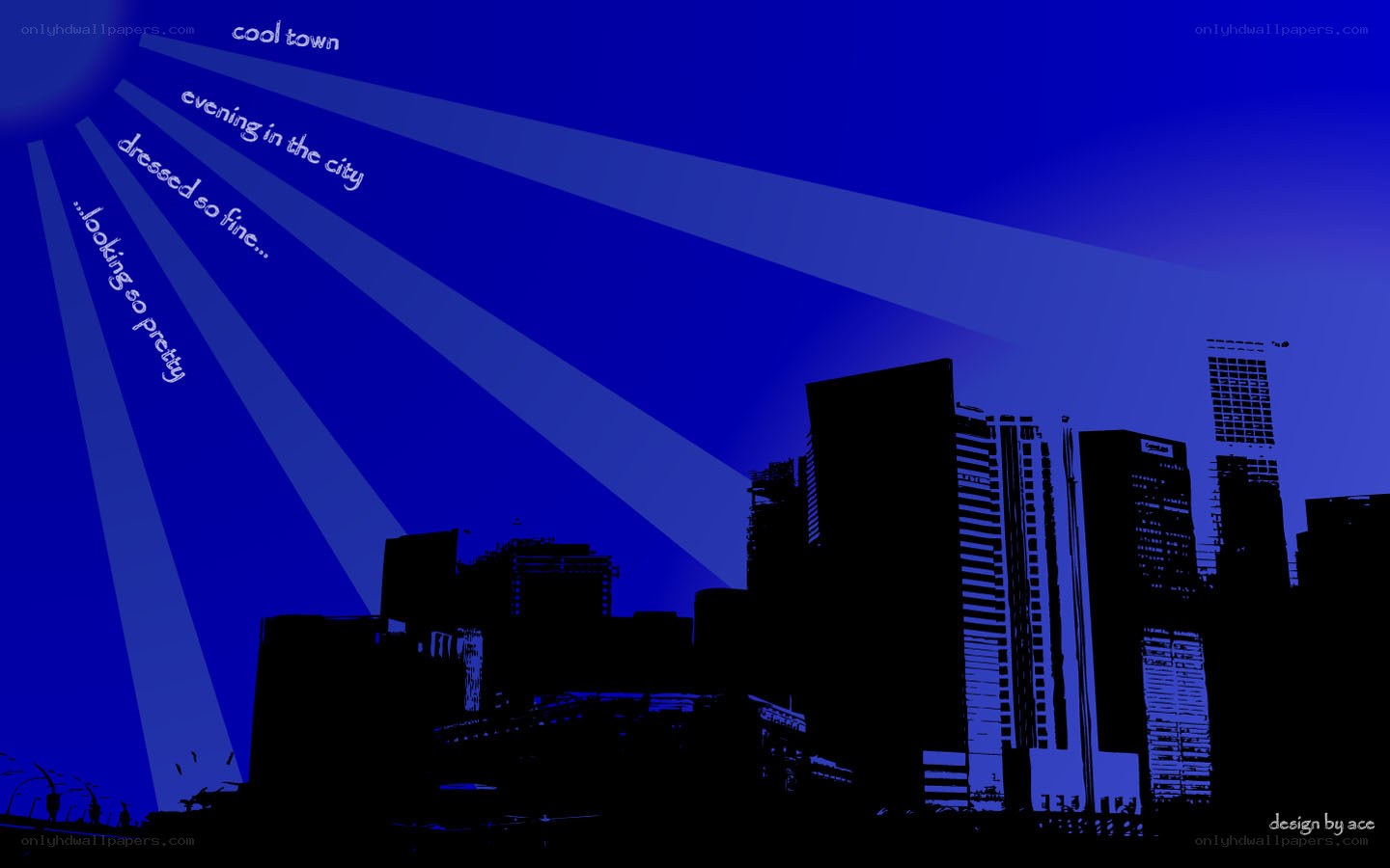 blue city skyline at night