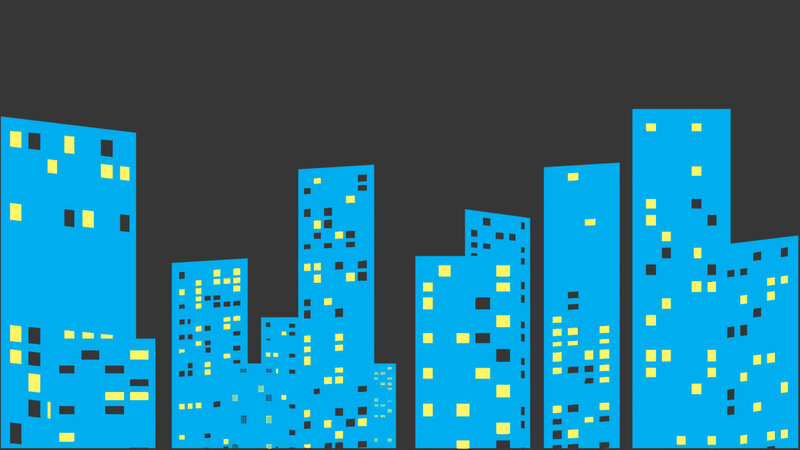 blue city skyline at night