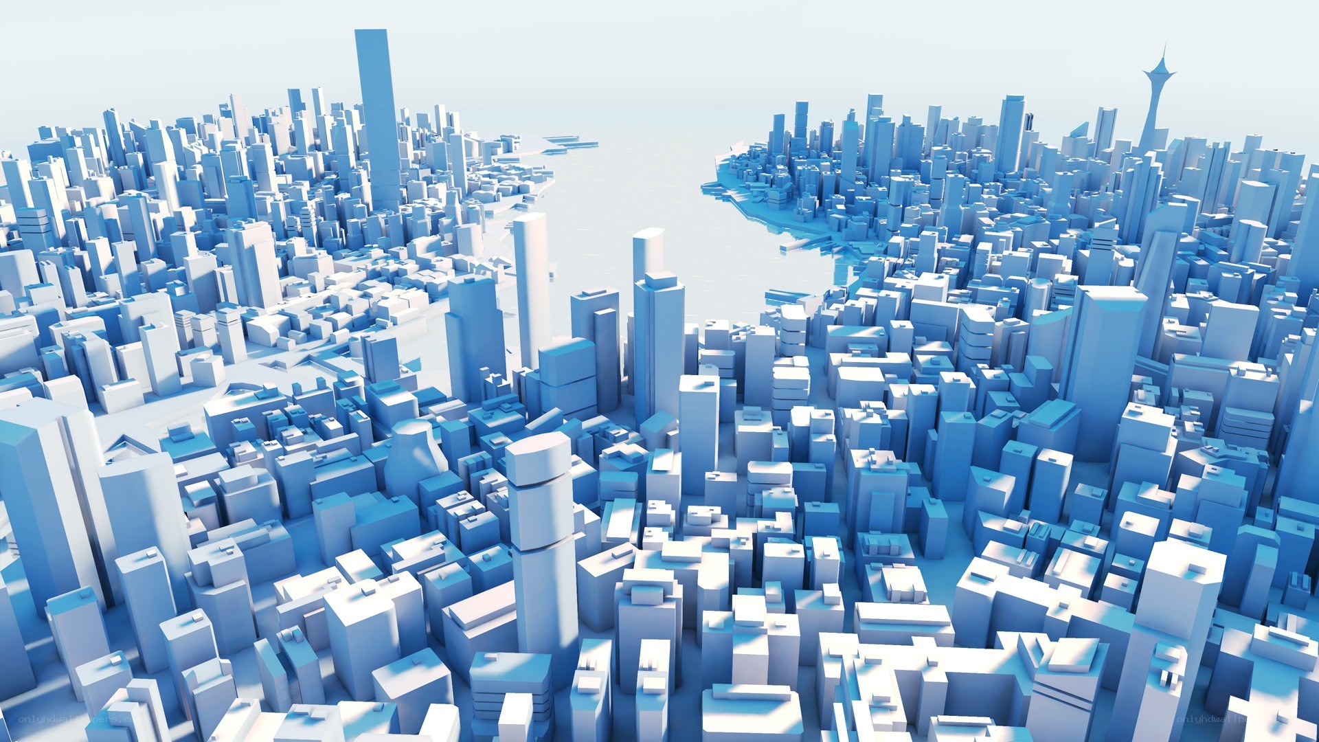blue city skyline model