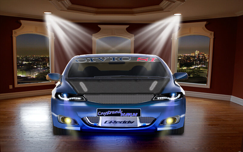 Blue Civic Si in a showroom