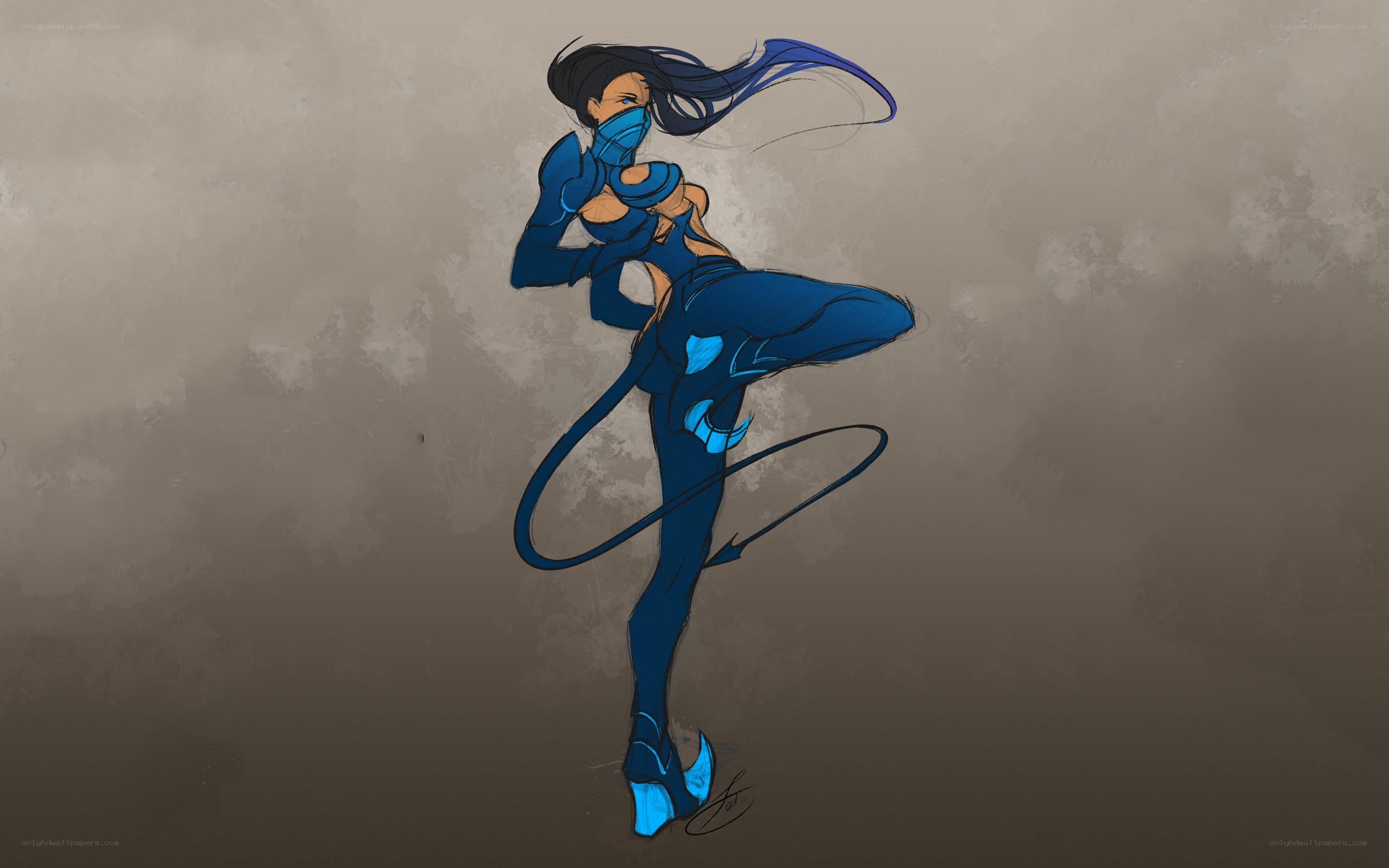 blue-clad warrior in dynamic pose