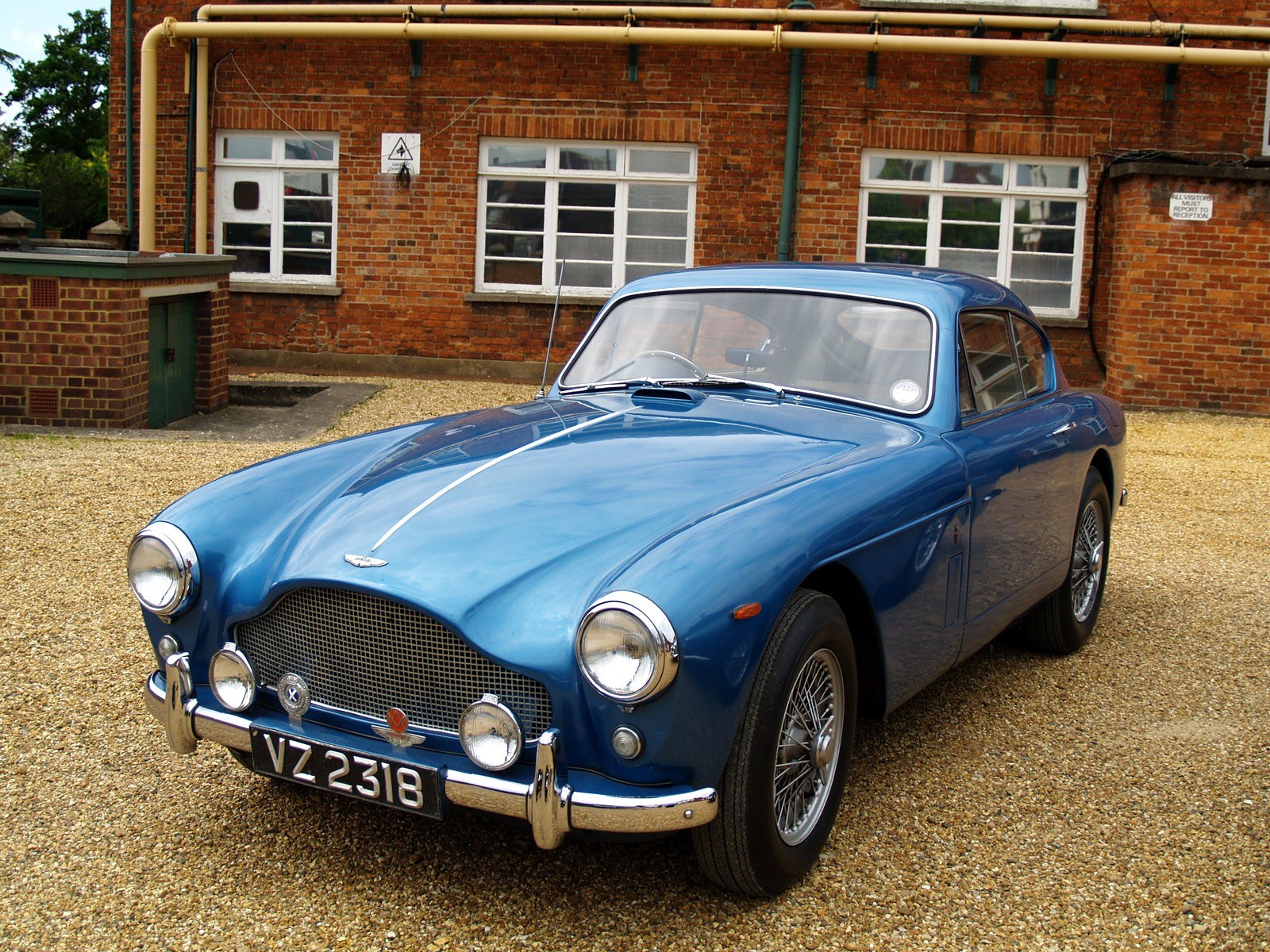 Blue classic Aston Martin car
