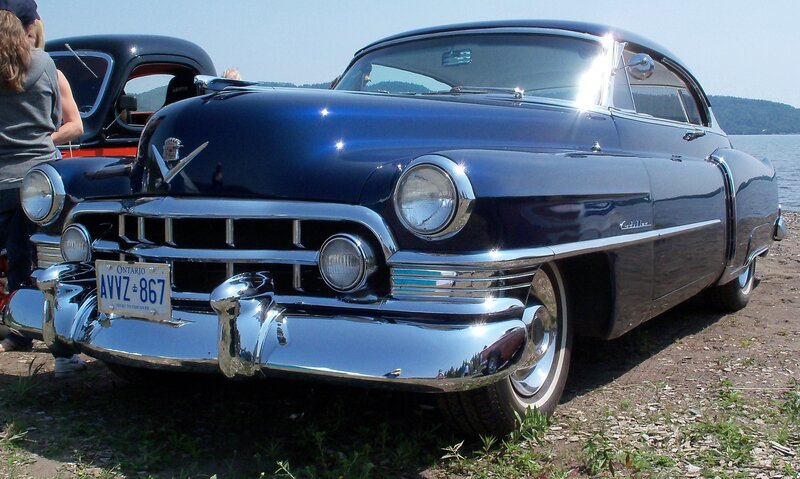 Blue classic Cadillac at car show