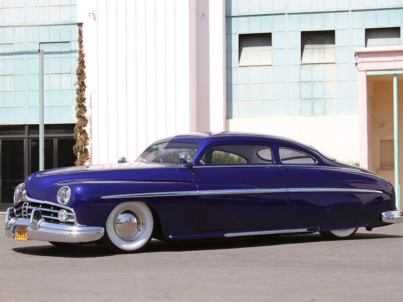 Blue Classic Car — Calm, Afternoon, Photograph, Building, White Wall Tires