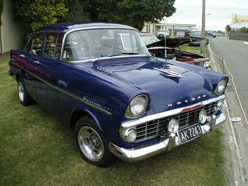 Blue Classic Car — Calm, Afternoon, Photograph, Car Show, Grass