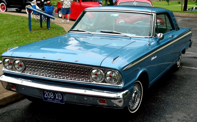Blue Classic Car — Calm, Afternoon, Photograph, Car Show, People
