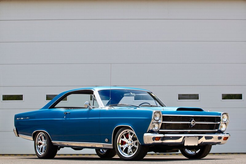 Blue Classic Car — Calm, Afternoon, Photograph, Garage Door
