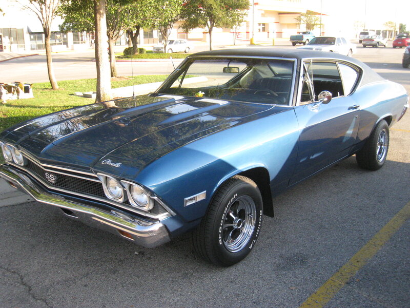 Blue Classic Car — Calm, Afternoon, Photograph, Parking Lot