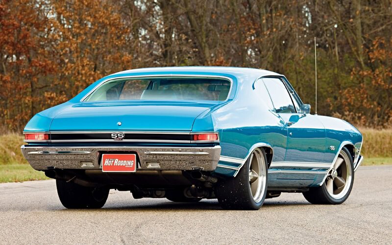 Blue Classic Car — Calm, Autumn, Photograph, Trees