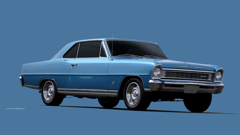 Blue Classic Car — Calm, Digital Art