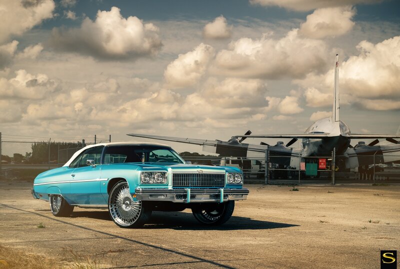 Blue Classic Car — Dramatic, Afternoon, Photograph, Airplane