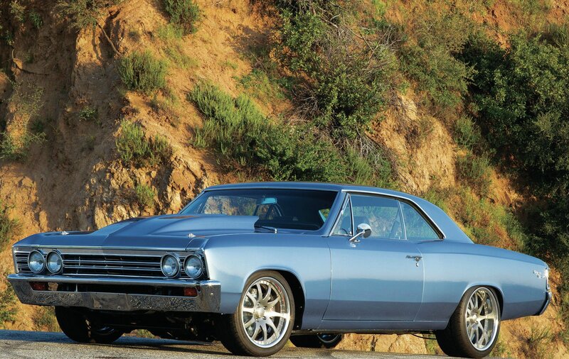 Blue Classic Car — Dramatic, Afternoon, Photograph, Hillside