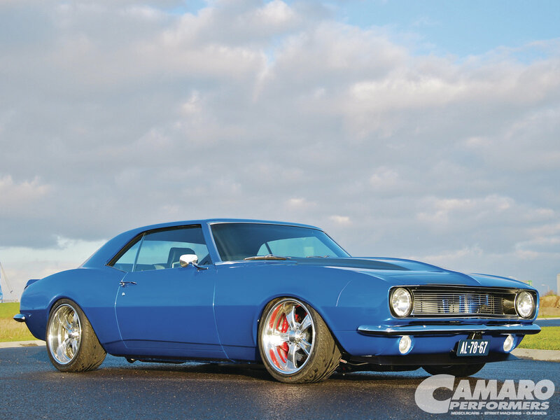 Blue Classic Car — Dramatic, Afternoon, Photograph, Sky, Road