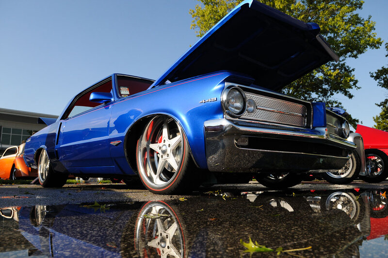 Blue Classic Car — Dramatic, Afternoon, Photograph, Trees