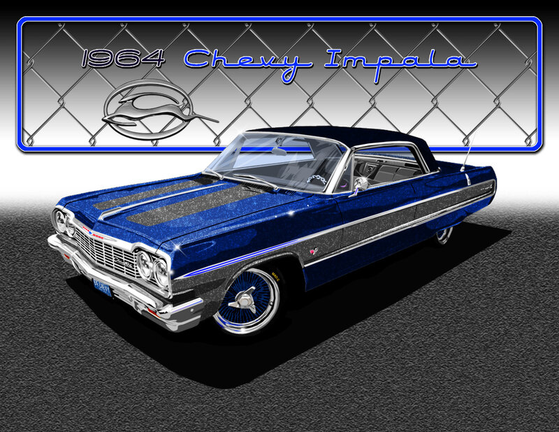 Blue Classic Car — Dramatic, Digital Art, Text Box