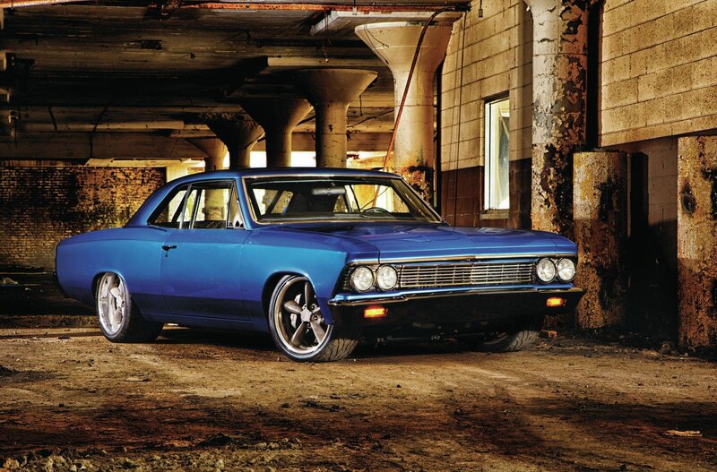 Blue Classic Car — Dramatic, Photograph, Abandoned Building