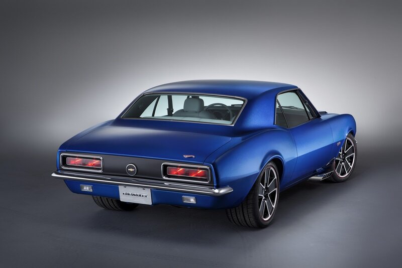 Blue Classic Car — Dramatic, Photograph, Back View, Wheels