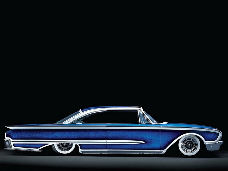 Blue Classic Car — Dramatic, Photograph, Black Background