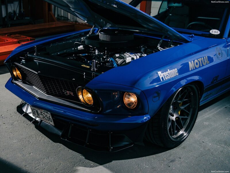 Blue Classic Car — Dramatic, Photograph, Open Hood, Engine