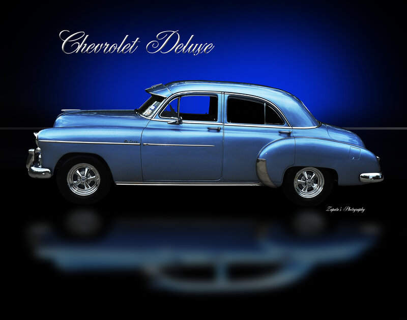 Blue Classic Car — Dramatic, Photograph, Reflection