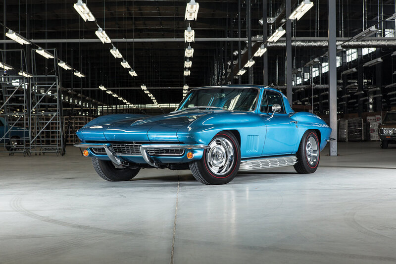 Blue Classic Car — Dramatic, Photograph, Warehouse