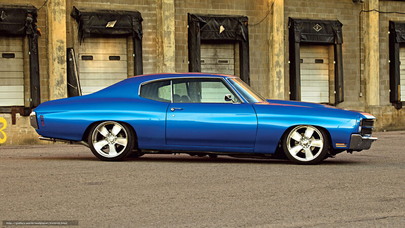 Blue Classic Car — Dramatic, Sunset, Photograph, Building, Garage Doors, Wheels