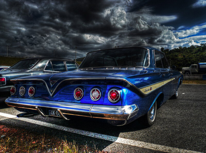 Blue Classic Car — Dramatic