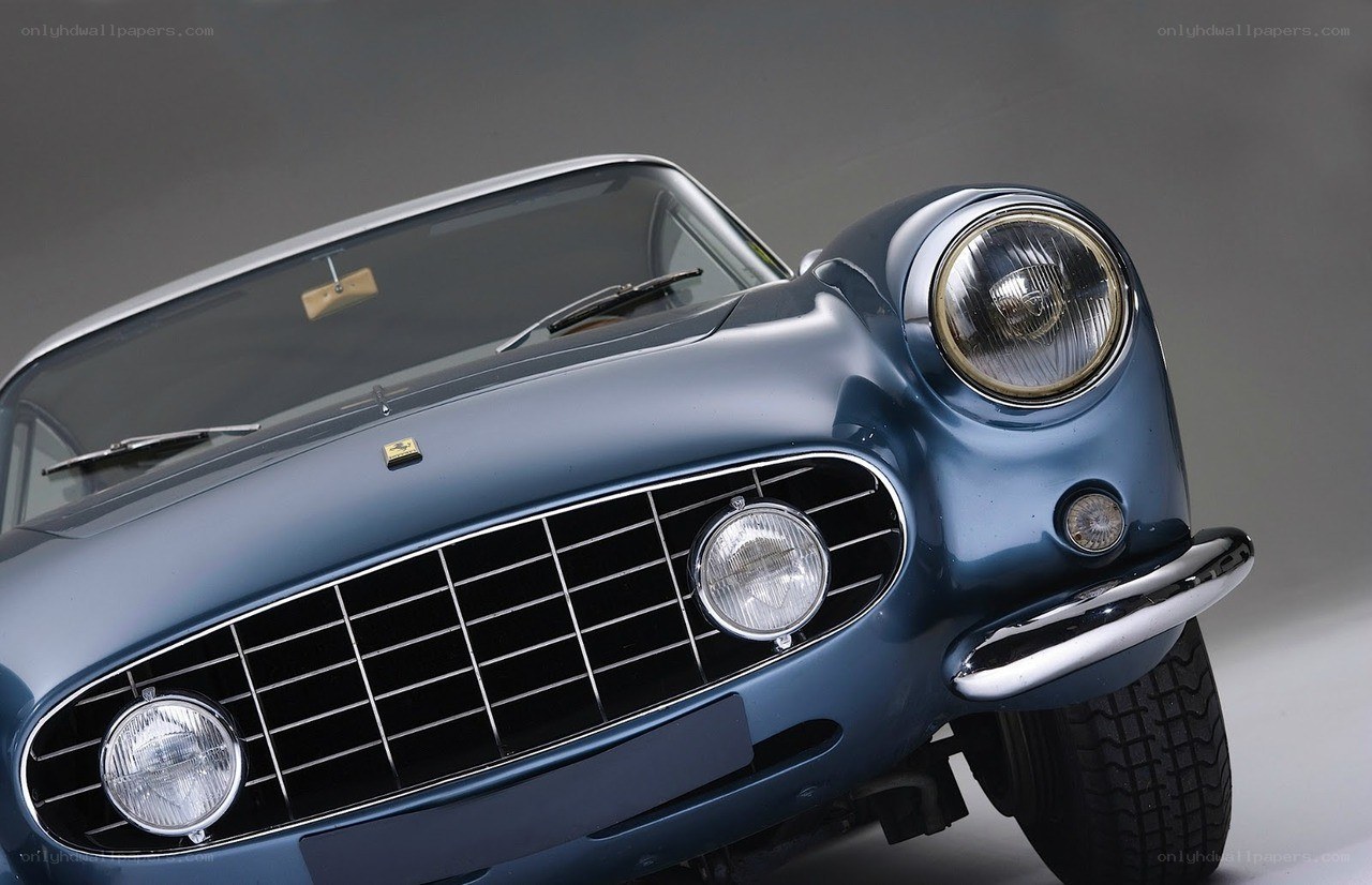 Blue classic car front view