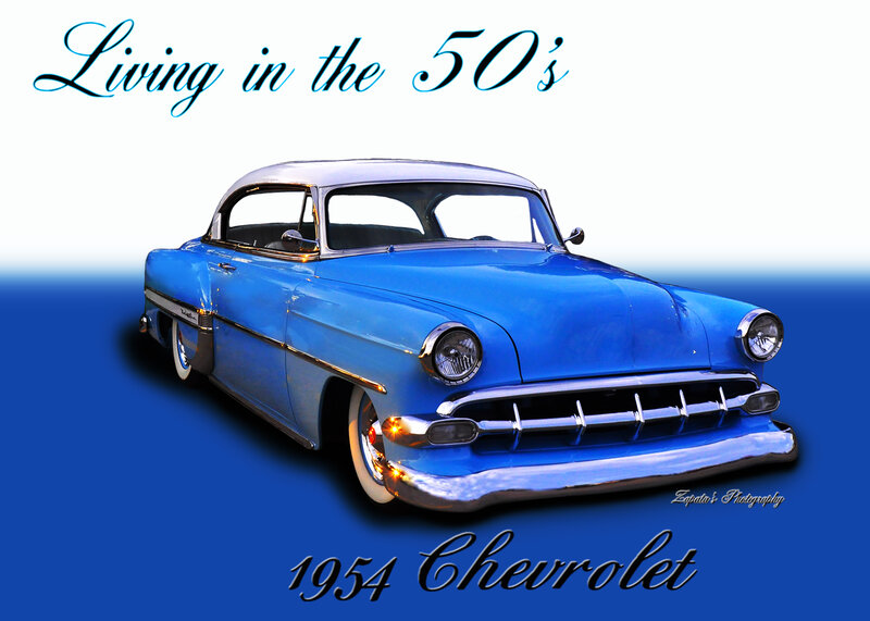 Blue Classic Car — Nostalgic, Illustration