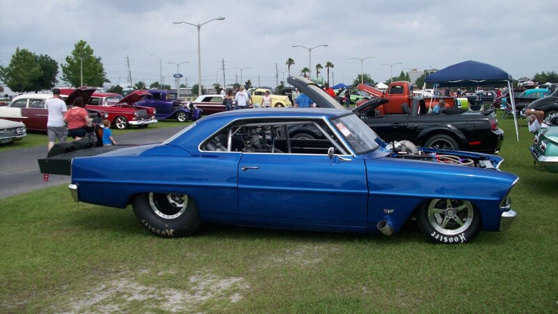 Blue Classic Car — Outdoor, Afternoon, Photograph, Car Show, People, Other Cars, Tents